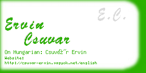 ervin csuvar business card